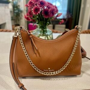 Kate Spade Tan Leather Shoulder Bag with Gold Chain